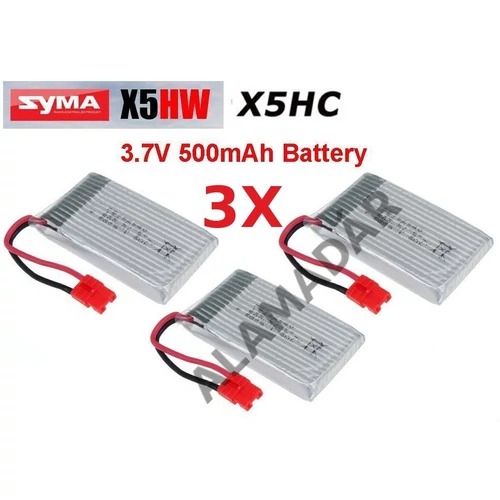 SYMA X5HC/X5HW-11-Battery 3,7 V 500mAh- Akkumulátor gyári 3,7V 500mAh piros csatlakozós 3db