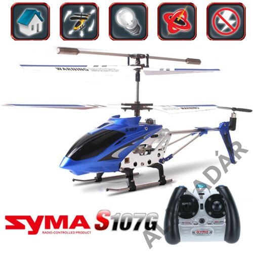 SYMA S107G 3,5 csatornás, fémvázas, klasszikus  dizájnra épülő giroszkopós, koaxrotoros, helikopter
