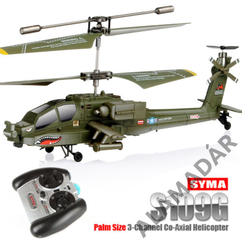 SYMA S109G APACHE 3,5 csatornás, élethű megjelenésű, giroszkopós, koaxrotoros, helikopter