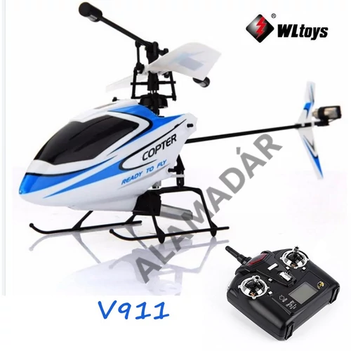 WLTOYS V911 4 csatornás mini helikopter 2 db teljes értékű szervóval és 2.4Ghz-es távirányítóval,LCD kijelzővel