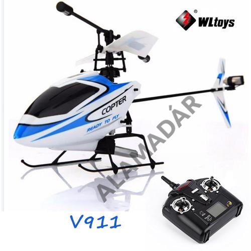 WLTOYS V911 4 csatornás mini helikopter 2 db teljes értékű szervóval és 2.4Ghz-es távirányítóval,LCD kijelzővel