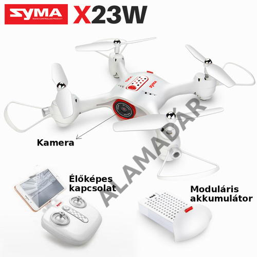 SYMA X23W FPV (WIFI) élőképes kamerával, automata magasságtartással és fel-le szálló funkcióval és moduláris akkumulátorral