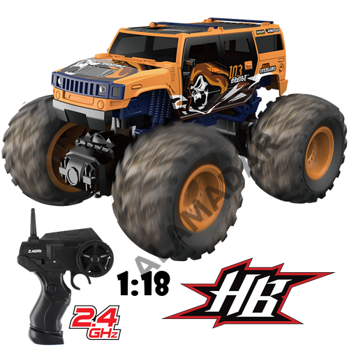 HB BIGFOOT Hummer 2.4GHz. távval Lipo akku 1:18 méretarány sárga