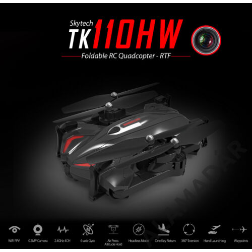 SKYTECH TK110 összecsukható drón élőképes kamerával , magasságtartó funkcióval, útvonal tervezővel