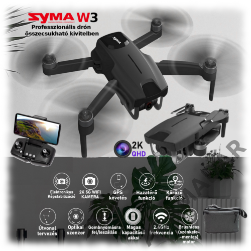 SYMA W3 2K dönthető kamera gesztus vezérlés, Brushless motor, GPS, optikai szenzor, 28 perc