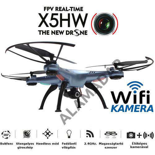 SYMA X5HW Phantom mini 4CH+ 6-tengelyes giroszkóp+FPV CAM +2,4GHz (LCD) +barometrikus szenzor