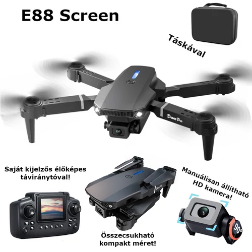 YLr/c E88 saját kijelzős drón szett, kamerával, magasság és pozíció tartással.