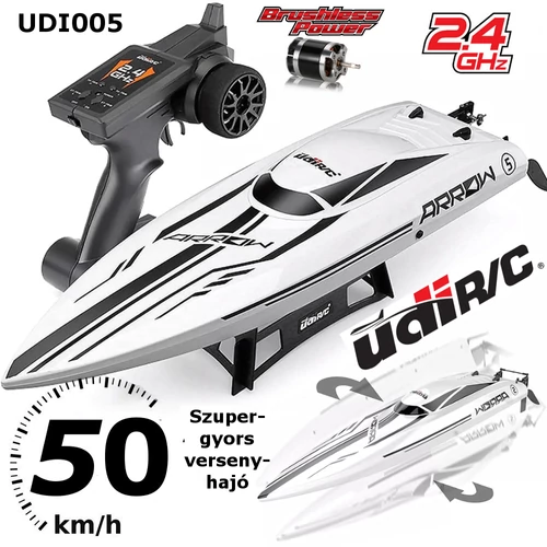 UDIRC U005  verseny hajó 2.4GHz távval,Li-Po akkuval,brushless motorral, 50km sebességgel és proporcionális vezérléssel (645mm hosszú)