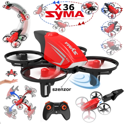 Syma X36 mini drón, akadályt elkerülő szenzorral, moduláris akkuval, remek világítással és strapabíró kivitellel...