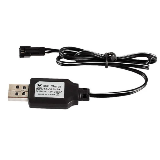 NIMH-NICD töltő 7,2V 250mAh  fekete kéttüskés csatlakozós USB