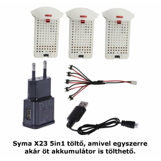 Syma X23-X23W-21-Charger 5-1 töltő szett + 3 db akkumulátor fehér