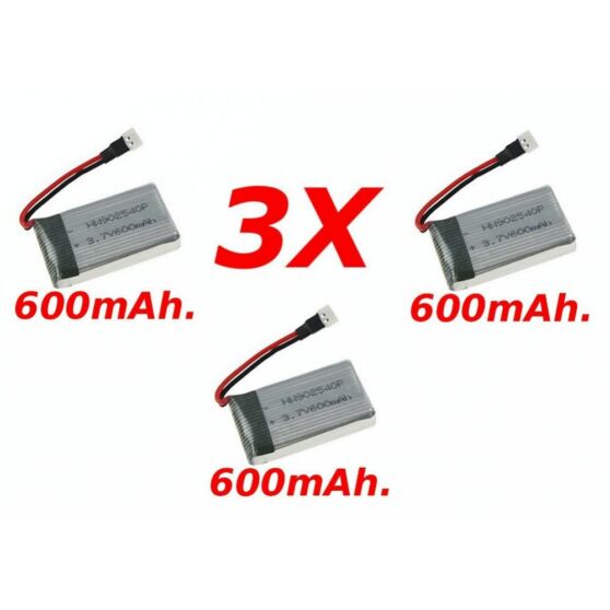 SYMA X5C/X5SC/X5SW/K300C-11-Battery 3,7V 600mAh- Akkumulátor 3,7V 600mAh 3db