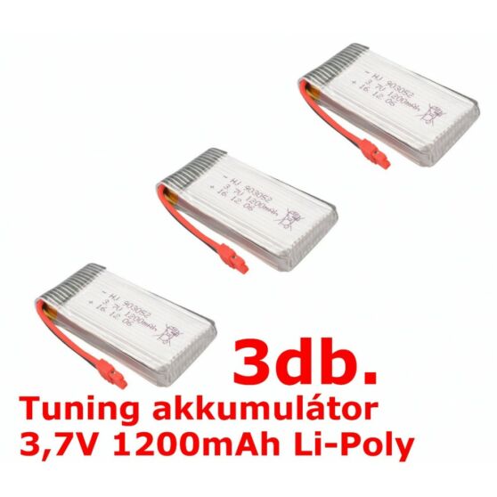 SYMA X5HC/X5HW/X5UW/X5UW-D-11-Battery 3,7V 1200mAh Akkumulátor tuning 3,7V 1200mAh  piros csatlakozós 3db