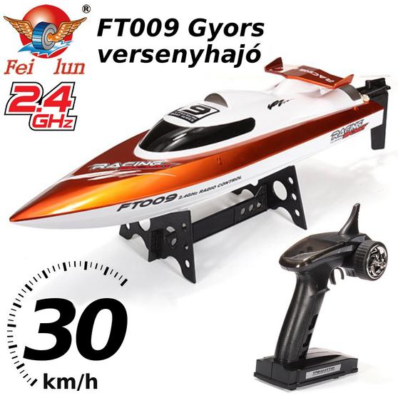 FEILUN FT009 verseny hajó 2.4GHz távval,Li-Po akkuval, 30km sebességgel és proporcionális vezérléssel. (470mm hosszú)