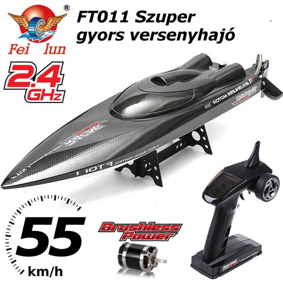 FEILUN FT011 verseny hajó 2.4GHz távval,Li-Po akkuval,brushless motorral, 55km sebességgel és proporcionális vezérléssel (650mm hosszú)