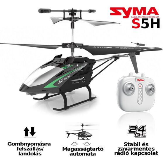 SYMA S5H (HOVER) 3,5 csatornás giroszkópos mikróhelikopter 2.4GHz.-es zavarmentes rádióval, automata magasság és fel-le szálló funkcióval.