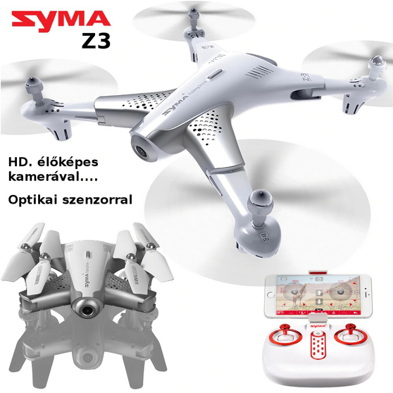 Syma Z3 Összecsukható Drón, élőképes HD kamera, optikai szenzoros pozíció tartás.