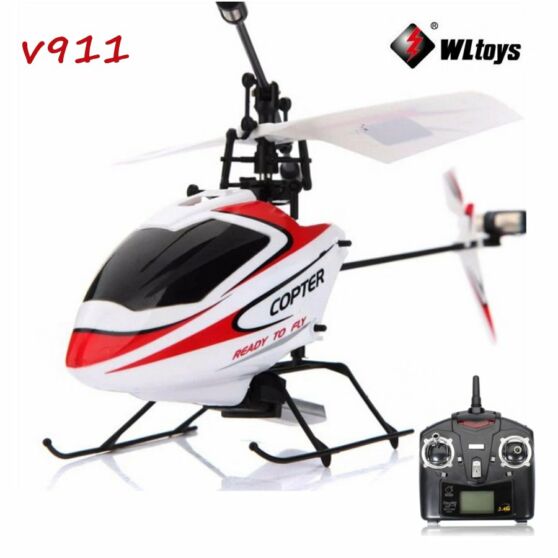 WLTOYS V911 4 csatornás mini helikopter 2 db teljes értékű szervóval és 2.4Ghz-es távirányítóval, LCD kijelzővel