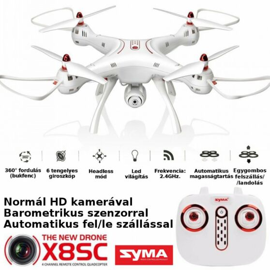 SYMA X8SC normál HD kamerával,automata magasságtartással és fel-le szálló funkcióval