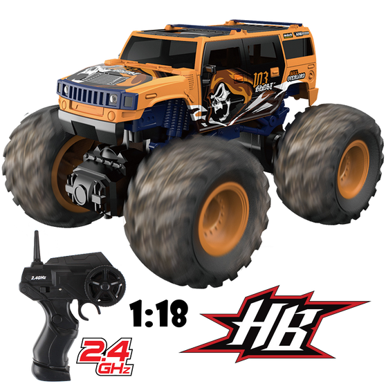 HB BIGFOOT Hummer 2.4GHz. távval Lipo akku 1:18 méretarány sárga