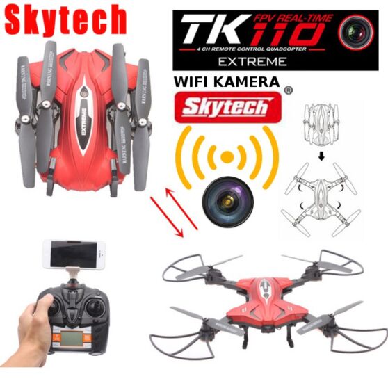 SKYTECH TK110 összecsukható drón élőképes kamerával , magasságtartó funkcióval, útvonal tervezővel