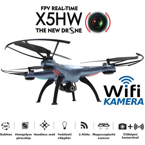 SYMA X5HW Phantom mini 4CH+ 6-tengelyes giroszkóp+FPV CAM +2,4GHz (LCD) +barometrikus szenzor