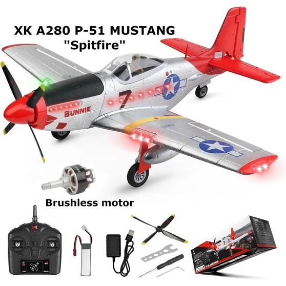 P-51 MUSTANG XK A280 Brushles motoros 4 csatornás repülő szett