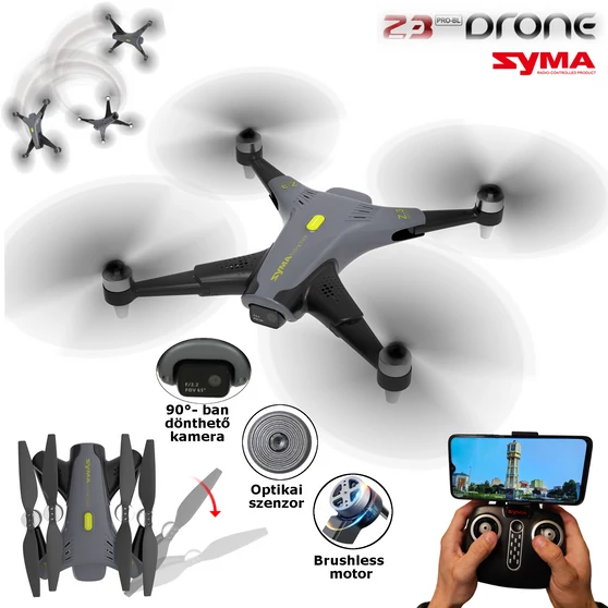 Syma Z3PRO Összecsukható Drón, Brushless motor élőképes dönthető HD kamera, optikai szenzor