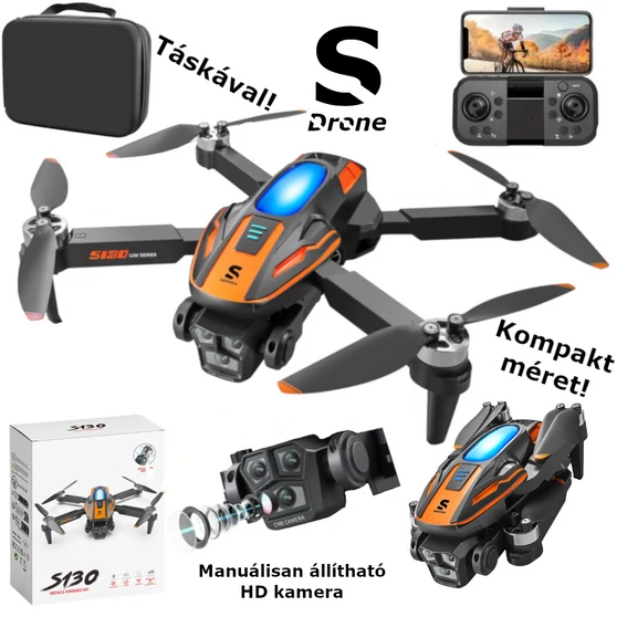 YLr/c S130 összecsukható 3 kamerás Brusless motoros drón optikai szenzorral és 360° érzékelővel táskában